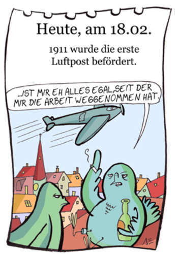 Cartoon: 18. Februar (medium) by chronicartoons tagged luftpost,tauben,cartoon