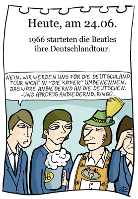 Cartoon: 24. Juni (medium) by chronicartoons tagged beatles,john,ringo,paul,george,musik,band,deutschland,cartoon