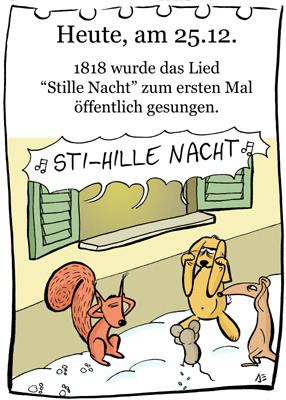 Cartoon: 25.Dezember (medium) by chronicartoons tagged stille,nacht,weihnachten,christmas,weihnachtslied,cartoon