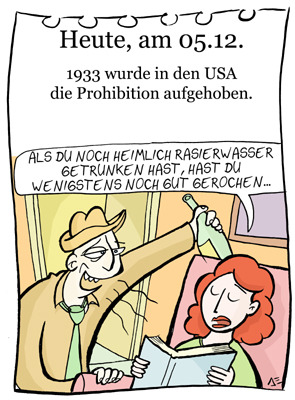 Cartoon: 5. Dezember (medium) by chronicartoons tagged prohibition,rasierwasser,alkohol,cartoon