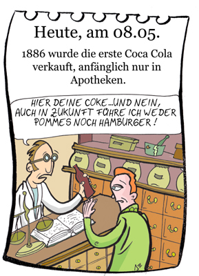 Cartoon: 8. Mai (medium) by chronicartoons tagged coce,coca,cola,softdrink,apotheke,cartoon