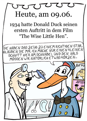 Cartoon: 9. Juni (medium) by chronicartoons tagged donald,duck,disney,toon,zeichentrick,entenhausen,schönheitsoperaion
