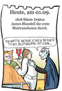 Cartoon: 1. September (small) by chronicartoons tagged blundell blut transfusion vampir dracula