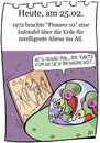 Cartoon: 25. Februar (small) by chronicartoons tagged aliens,ufo,pioneer,10,pizzabringdienst,weltall,cartoon