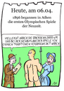 Cartoon: 6. April (small) by chronicartoons tagged olympiade,speerwurf,nackt,leichtathletik,sport,cartoon