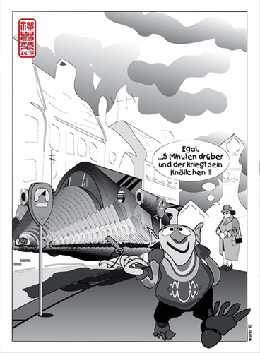 Cartoon: knoellchenamazone (medium) by zenundsenf tagged parken,strafzettel,parking,alien,zenf,zensenf,zenundsenf,walter,andi