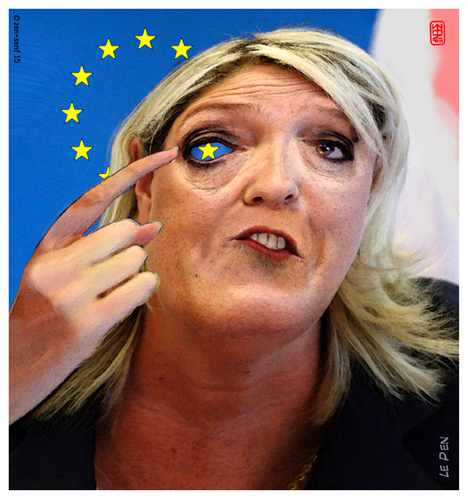 Cartoon: Le Pen (medium) by zenundsenf tagged zenundsenf,zensenf,zenf,vorsitzende,cartoon,augsburg,walter,andi,zweckentfremdet,parlamentsassistent,front,national,pen,le,marine,karikatur,fn,union,europäische,eu,composing