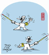 Cartoon: duell with handicap (small) by zenundsenf tagged duell handicap behinderung blind zenf zensenf zenundsenf walter andi