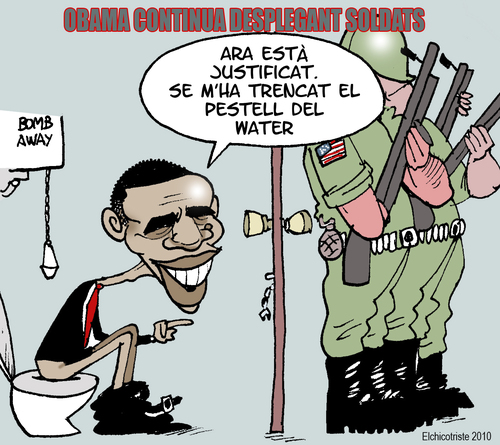 Cartoon: MILITARY DEPLOYMENT (medium) by ELCHICOTRISTE tagged obama,military,deployment,war