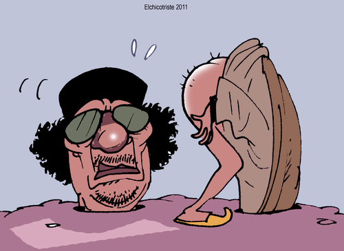 Cartoon: nowhere to hide (medium) by ELCHICOTRISTE tagged gadaffi