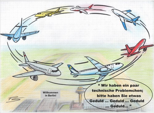 Cartoon: Das ist die Berliner Luft...! (medium) by Peter Schnitzler tagged flughafen,berlin