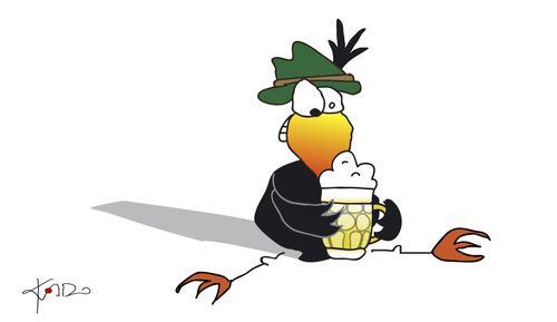 Cartoon: Alles Gute zum Vatertag (medium) by KADO tagged krähe,crow,animal,bird,kado,kadocartoons,cartoon,comic,humor,spass,illustration,dominika,kalcher,austria,styria,graz,vatertag,himmelfahrt,father,day,beer,bier,prost,cheers