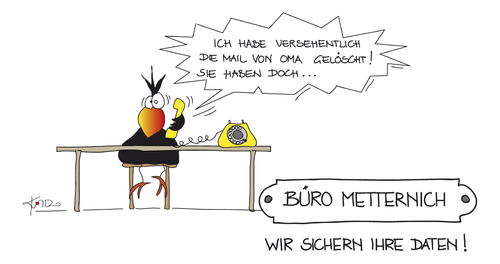 Cartoon: Büro Metternich (medium) by KADO tagged politik,eu,vorratsspeicherung,datenschutz,recht,freiheit,metternich,biedermeier