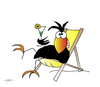 Cartoon: Prost! (small) by KADO tagged draw,zeichnen,art,kunst,styria,graz,steiermark,austria,illustration,cartoon,spass,humor,comic,kalcher,dominika,kadocartoons,kado,vogel,bird,animal,crow,krähe,sommer,summer,drink,getränk,prost,cheers