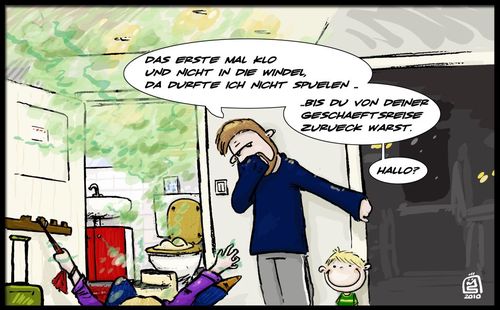 Cartoon: Willkommensgeschenk (medium) by Herr Schreiber tagged geschenk,gestank,spülen,willkommen
