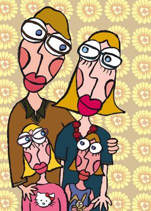 Cartoon: En famille (medium) by Albin Christen tagged famille,personnages,love,amour,lunettes,family,