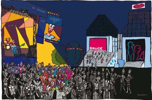 Cartoon: Montreal (medium) by Albin Christen tagged montreal,festival,music,people,