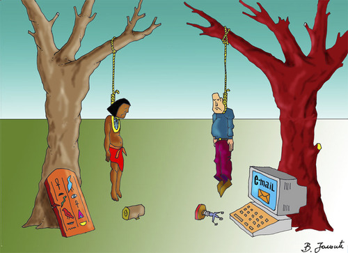 Cartoon: web suicid (medium) by janjicveselin tagged leter,kultur,xxl,extreme,computer,technik,internet,death,murder,suicide