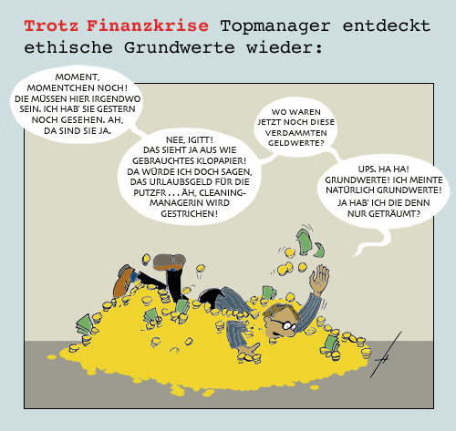 Cartoon: Sensation (medium) by badham tagged cash,ethik,moral,wirtschaft,kapital,geld,normen,werte,finanzkrise,manager