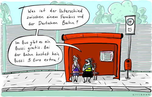 Cartoon: Bussi (medium) by kittihawk tagged kittihawk,2015,bahn,bus,fernbus,bussi,extra,kostet,preis,logik,haltestelle,unterschied,gratis,service,kosten,fahrpreis,warten,bushaltestelle,straße,kittihawk,2015,bahn,bus,fernbus,bussi,extra,kostet,preis,logik,haltestelle,unterschied,gratis,service,kosten,fahrpreis,warten,bushaltestelle,straße