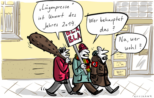 Cartoon: Lügenpresse (medium) by kittihawk tagged kittihawk,2015,lügenpresse,unwort,des,jahres,wer,behauptet,wohl,pegida,demonstration,nazis,sprache,göbbels,holzhammer,baseballschläger,totschlagargument,schweigemarsch,trauermarsch,anhänger,rechte,kittihawk,2015,lügenpresse,unwort,des,jahres,wer,behauptet,wohl,pegida,demonstration,nazis,sprache,göbbels,holzhammer,baseballschläger,totschlagargument,schweigemarsch,trauermarsch,anhänger,rechte