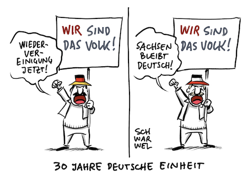 Cartoon: 30 Jahre Deutsche Einheit (medium) by Schwarwel tagged 30,jahre,deutsche,einheit,wiedervereinigung,mauerfall,friedliche,revolution,montagsdemos,aufbau,ost,ossi,ossis,wessi,wessis,soli,solidaritätszuschlag,wir,sind,das,volk,treuhand,wende,baseballschlägerjahre,westgeld,umtausch,nazi,nazis,rechtsextremismus,identität,helmut,kohl,eingliederung,systemwechsel,sozialismus,kapitalismus,kommunismus,demokratie,diktatur,sed,unrechtsstaat,ddr,brd,deutschland,cartoon,karikatur,schwarwel,30,jahre,deutsche,einheit,wiedervereinigung,mauerfall,friedliche,revolution,montagsdemos,aufbau,ost,ossi,ossis,wessi,wessis,soli,solidaritätszuschlag,wir,sind,das,volk,treuhand,wende,baseballschlägerjahre,westgeld,umtausch,nazi,nazis,rechtsextremismus,identität,helmut,kohl,eingliederung,systemwechsel,sozialismus,kapitalismus,kommunismus,demokratie,diktatur,sed,unrechtsstaat,ddr,brd,deutschland,cartoon,karikatur,schwarwel