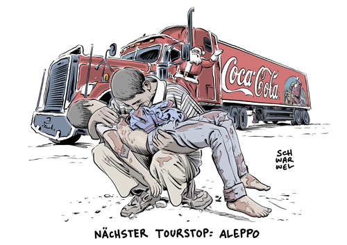 Cartoon: Aleppo als Signal (medium) by Schwarwel tagged aleppo,syrien,krieg,zerstörung,coca,cola,weihnachten,karikatur,schwarwel,aleppo,syrien,krieg,zerstörung,coca,cola,weihnachten,karikatur,schwarwel