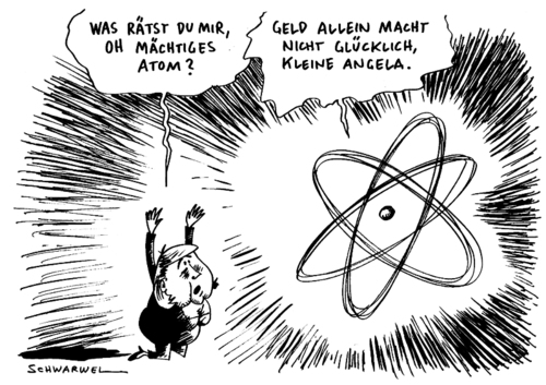 Cartoon: Atomdebatte (medium) by Schwarwel tagged atomdebatte,angela,merkel,atom,geld,karikatur,schwarwel
