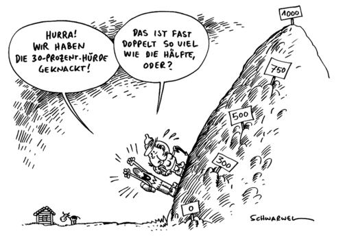 Cartoon: CDU knackt 30 Prozent Hürde (medium) by Schwarwel tagged cdu,30,prozent,hürde,angela,merkel,partei,karikatur,schwarwel