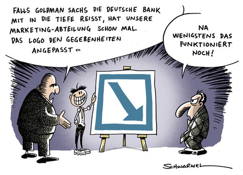 Cartoon: Deutsche Bank Logo (medium) by Schwarwel tagged deutsche,bank,goldmann,marketing,logo,karikatur,krise,abschwung
