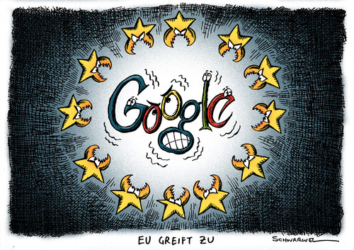 Cartoon: EU ermittelt gegen Google (medium) by Schwarwel tagged eu,europäische,union,google,ermittlung,karikatur,schwarwel,eu,europäische union,google,ermittlung,internet,europäische,union