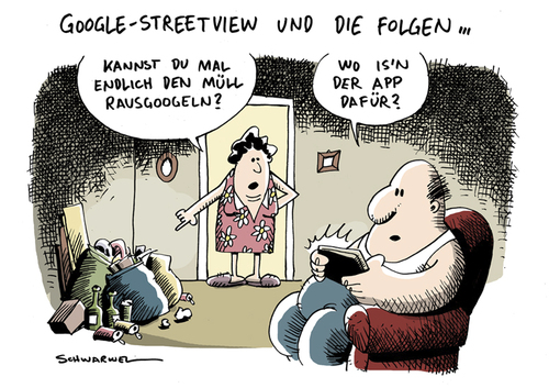 Cartoon: Google-Streetview und die Folgen (medium) by Schwarwel tagged google,streetview,folge,datenschutz,sicherheit,daten,privatshäre,virus,software,internet,nutzer,user,karikatur,schwarwel