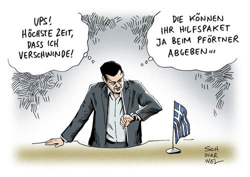 Cartoon: Griechenland Rücktritt Tsipras (medium) by Schwarwel tagged griechenland,rücktritt,alexis,tsipras,erwartet,hilfe,hilfspaket,krise,geld,wirtschaft,finanzen,karikatur,schwarwel,griechenland,rücktritt,alexis,tsipras,erwartet,hilfe,hilfspaket,krise,geld,wirtschaft,finanzen,karikatur,schwarwel
