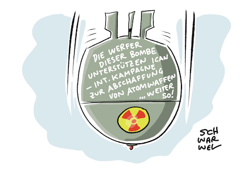 Cartoon: Kampagne Kampf Atomwaffen (medium) by Schwarwel tagged friedensnobelpreis,kampagne,kampf,atomwaffen,atomwaffe,ican,atomar,atomkrieg,krieg,terror,zerstörung,nuklearwaffen,nuklearkrieg,nuklearangriff,atomwaffenverbot,karikatur,schwarwel,hiroshima,atombombenabwurf,atombombe,friedensnobelpreis,kampagne,kampf,atomwaffen,atomwaffe,ican,atomar,atomkrieg,krieg,terror,zerstörung,nuklearwaffen,nuklearkrieg,nuklearangriff,atomwaffenverbot,karikatur,schwarwel,hiroshima,atombombenabwurf,atombombe
