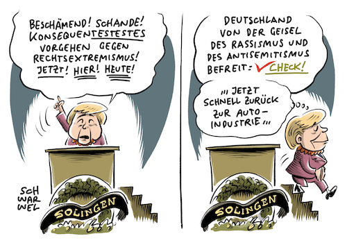 Cartoon: Merkel Rechtsextremismus (medium) by Schwarwel tagged merkel,anschlag,solingen,flüchtlingsheim,flüchtlingsheime,rassismus,rassistisch,rassisten,rechtsextremismus,rechtsextrem,hooligans,nazis,nazi,neonazis,hitler,sieg,heil,brennende,terror,nonazis,brandanschlag,wutbürger,hass,hetze,hasskommentare,flüchtlinge,geflüchtete,flüchtlingspolitik,flüchtlingskrise,rechtsradikal,rechtsradikalismus,rechtsradikale,ausländerfeindlich,ausländerfeindlichkeit,migranten,ausländer,ausländerhass,hoyerswerda,asylanten,asylheim,asylunterkunft,asylabtenheim,mordanschlag,asyldebatte,politik,politiker,partei,parteien,deutschland,afd,rechtspopulismus,rechtspopulisten,gewalt,autoindustrie,automobilindustrie,abgasskandal,dieselskandal,abgasaffäre,dieselaffäre,autobauer,autokonzern,vw,volkswagen,fahrverbot,fahrverbote,antisemitismus,antisemit,judenhass,juden,autohersteller,diesel,dieselmodelle,grenzwert,grenzwerte,auto,autos,autofahrer,cartoon,karikatur,schwarwel,merkel,anschlag,solingen,flüchtlingsheim,flüchtlingsheime,rassismus,rassistisch,rassisten,rechtsextremismus,rechtsextrem,hooligans,nazis,nazi,neonazis,hitler,sieg,heil,brennende,terror,nonazis,brandanschlag,wutbürger,hass,hetze,hasskommentare,flüchtlinge,geflüchtete,flüchtlingspolitik,flüchtlingskrise,rechtsradikal,rechtsradikalismus,rechtsradikale,ausländerfeindlich,ausländerfeindlichkeit,migranten,ausländer,ausländerhass,hoyerswerda,asylanten,asylheim,asylunterkunft,asylabtenheim,mordanschlag,asyldebatte,politik,politiker,partei,parteien,deutschland,afd,rechtspopulismus,rechtspopulisten,gewalt,autoindustrie,automobilindustrie,abgasskandal,dieselskandal,abgasaffäre,dieselaffäre,autobauer,autokonzern,vw,volkswagen,fahrverbot,fahrverbote,antisemitismus,antisemit,judenhass,juden,autohersteller,diesel,dieselmodelle,grenzwert,grenzwerte,auto,autos,autofahrer,cartoon,karikatur,schwarwel