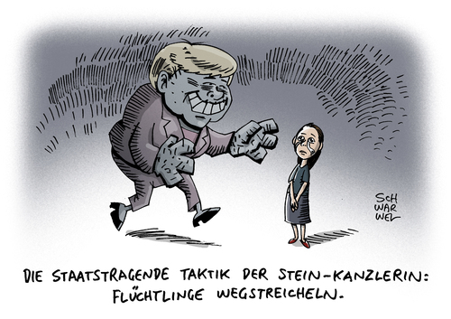 Cartoon: Merkel und Flüchtlingsmädchen (medium) by Schwarwel tagged flüchtlingsmädchen,kanzlerin,angela,merkel,angie,streicheln,flüchtling,flüchtlingspolitik,abschiebung,asyl,asylsuchende,karikatur,schwarwel,flüchtlingsmädchen,kanzlerin,angela,merkel,angie,streicheln,flüchtling,flüchtlingspolitik,abschiebung,asyl,asylsuchende,karikatur,schwarwel