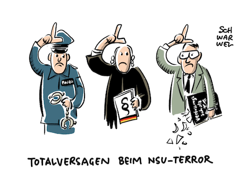 Cartoon: NSU Untersuchungsausschuss (medium) by Schwarwel tagged nsu,untersuchungsausschuss,thüringen,polizei,justiz,verfassungsschutz,morde,rechtsextremismus,rechtsextrem,tod,mord,terrorzelle,terror,waffen,gewalt,beate,zschäpe,nazi,nazis,neonazis,böhnhardt,mundlos,rechtsterroristen,bka,cartoon,karikatur,schwarwel,nsu,untersuchungsausschuss,thüringen,polizei,justiz,verfassungsschutz,morde,rechtsextremismus,rechtsextrem,tod,mord,terrorzelle,terror,waffen,gewalt,beate,zschäpe,nazi,nazis,neonazis,böhnhardt,mundlos,rechtsterroristen,bka,cartoon,karikatur,schwarwel