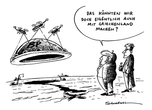 Cartoon: Ölkatastrofe u. Griechenland (medium) by Schwarwel tagged ölkatastrofe,öl,katastrofe,griechenland,krise,wirtschaftskrise,angela,merkel,schwarwel,karikatur