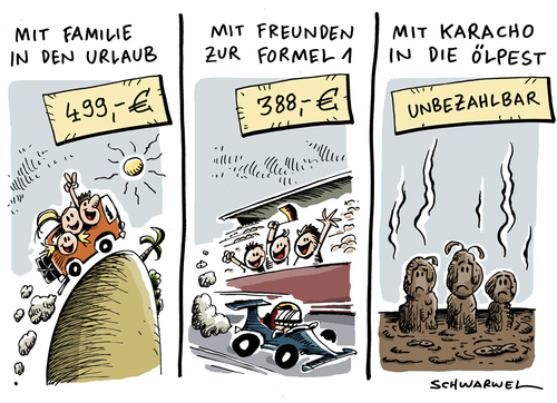 Cartoon: Ölpest Kosten unbezahlbar (medium) by Schwarwel tagged schwarwel,karikatur,unbezahlbar,schätzung,kosten,ölpest,öl,bp,pest
