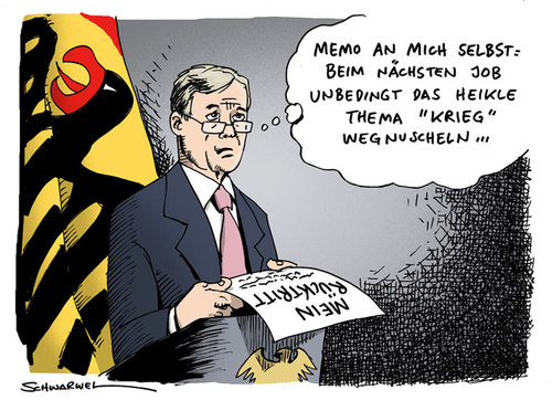 Cartoon: Rücktritt Bundespräsident Köh (medium) by Schwarwel tagged rücktritt,bundespräsident,horst,köhler,schloss,bellevue,deutsche,geschichte,amt,mann,karikatur,schwarwel