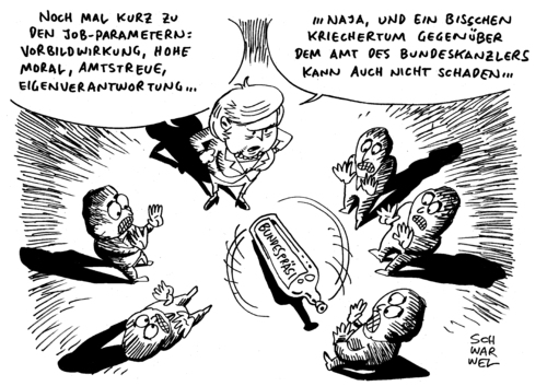 Cartoon: Rücktritt Wulff neuer Kandidat (medium) by Schwarwel tagged rücktritt,christian,wulff,amt,bundespräsident,kandidat,karikatur,schwarwel,rücktritt,wulff,bundespräsident
