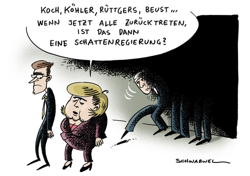 Cartoon: Rücktrittsepidemie (medium) by Schwarwel tagged angela,merkel,koch,köhler,rüttgers,beust,rücktritt,politiker,politik,krise,deutschland,regierung,karikatur,schwarwel