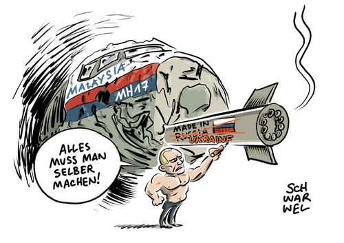 Cartoon: Russland MH17 Abschuss (medium) by Schwarwel tagged mh17,abschuss,ukraine,russland,putin,rakete,moskau,kreml,waffen,gewalt,krieg,terror,buk,separatisten,ostukraine,karikatur,schwarwel,flugzeug,malaysia,mh17,abschuss,ukraine,russland,putin,rakete,moskau,kreml,waffen,gewalt,krieg,terror,buk,separatisten,ostukraine,karikatur,schwarwel,flugzeug,malaysia