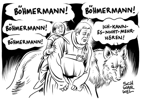 Cartoon: Schmägedicht Böhmermann (medium) by Schwarwel tagged schmähgedicht,streit,böhmermann,erdogan,satire,einstweilige,verfügung,game,of,thrones,wolf,gericht,karikatur,schwarwel,schmähgedicht,streit,böhmermann,erdogan,satire,einstweilige,verfügung,game,of,thrones,wolf,gericht,karikatur,schwarwel