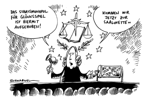 Cartoon: Staatliches Gewinnspiel-Monopol (medium) by Schwarwel tagged staatliches,gewinnspiel,monopol,aufhebung,statt,regierung,deutschland,politik,wette,karikatur,schwarwel