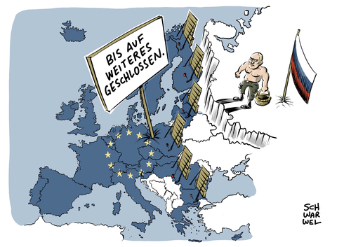 Cartoon: Ukraine EU Russland Sanktionen (medium) by Schwarwel tagged ukraine,eu,russland,sanktionen,konflikt,krise,krieg,europäische,union,putin,terror,gewalt,karikatur,schwarwel,ukraine,eu,russland,sanktionen,konflikt,krise,krieg,europäische,union,putin,terror,gewalt,karikatur,schwarwel