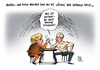 Cartoon: Ukraine Krise Merkel Putin (small) by Schwarwel tagged ukraine,krise,merkel,putin,kreml,macht,machtverhältnisse,weltmacht,krieg,frieden,gespräch,politik,deutschland,russland,karikatur,schwarwel