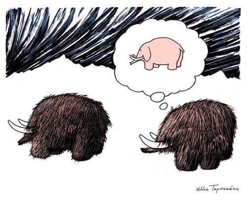 Cartoon: mammoth love (medium) by etc tagged mammoth,prehistoric,naked