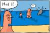 Cartoon: Hi! (small) by Josef Schewe tagged schewe,wasser,strand,hai,shark,jaw,man,holidays,summer,beach