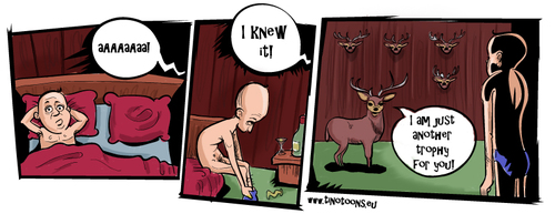 Cartoon: Trophy (medium) by tinotoons tagged trophy,deer,love,animal,hunting,hunter,antlers